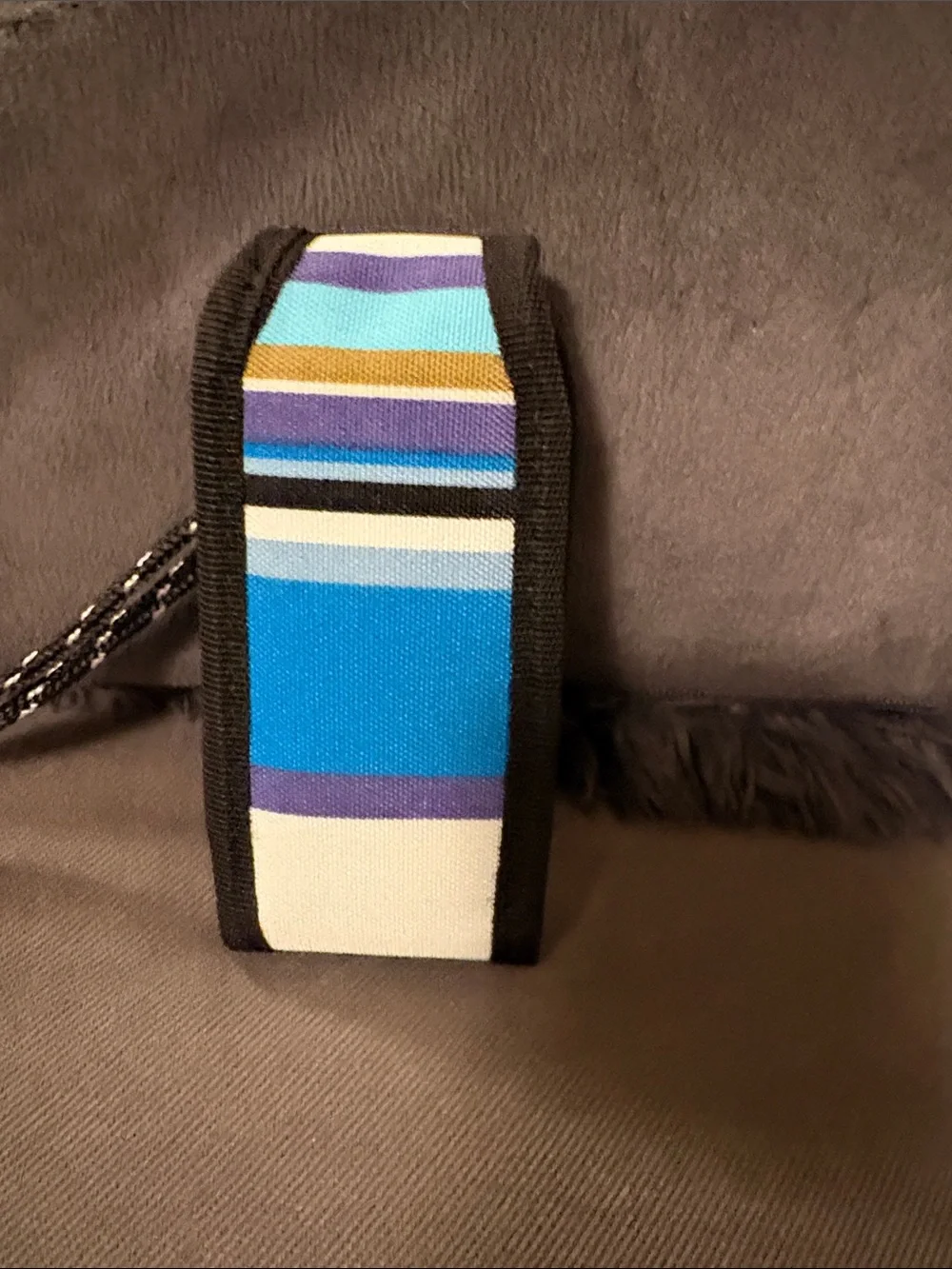 Blue and White Striped Shoulder Bag with Floral Scarf Accent
